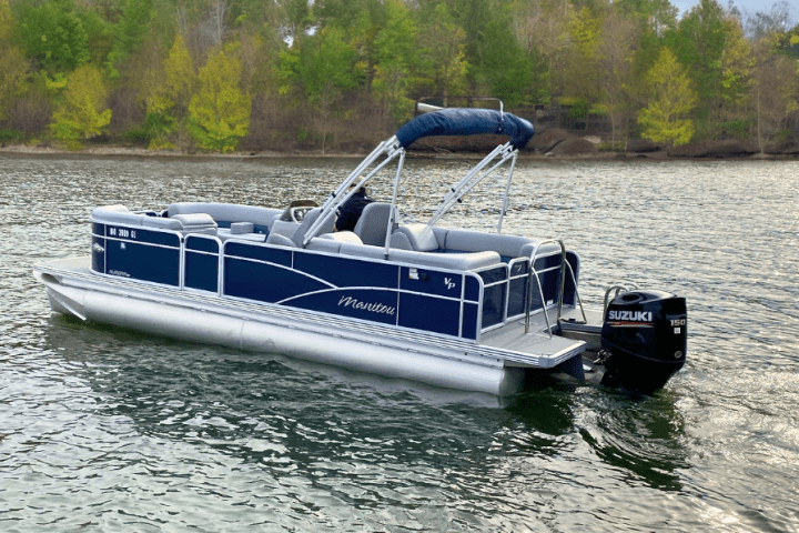 pontoon boat on a lake